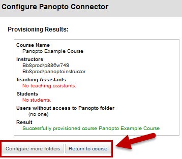 Panopto configure results