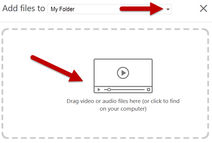Use the upload media window to drag in your file and select the folder