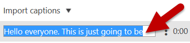 Click in the text box to edit captions