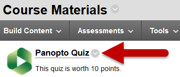 Click new video link to associate quiz video