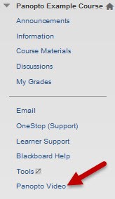 Panopto Videos button on course menu