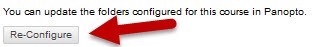 Panopto Reconfigure button