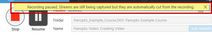 Panopto recorder paused