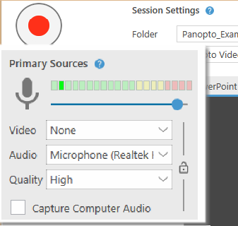 Panopto Recorder Primary Sources