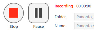 Panopto Recorder Stop and Pause buttons