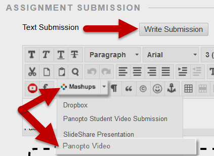 Student Submission of Panopto Video Assignment