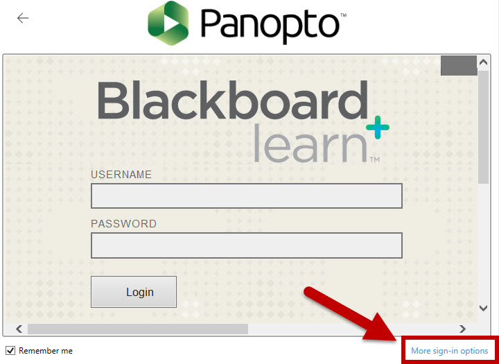 Panopto Blackboard Sign In More Options