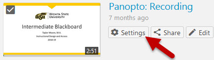 Image of Panopto Settings button