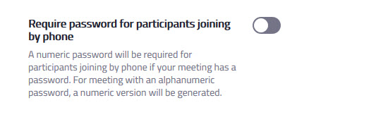 Require password for call-in with phone