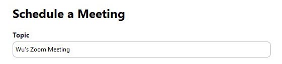 Zoom Meeting Topic Name