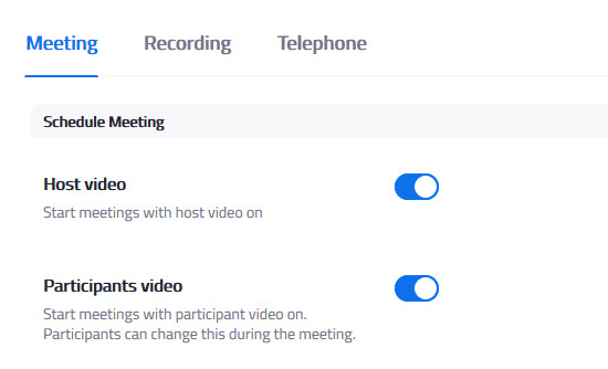 Zoom video settings