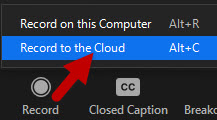 Record to Cloud option in Zoom