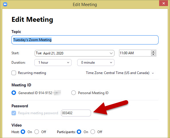 Edit Zoom Scheduled Meeting