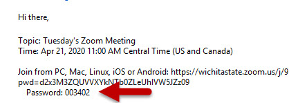 Show Meeting Invitation password