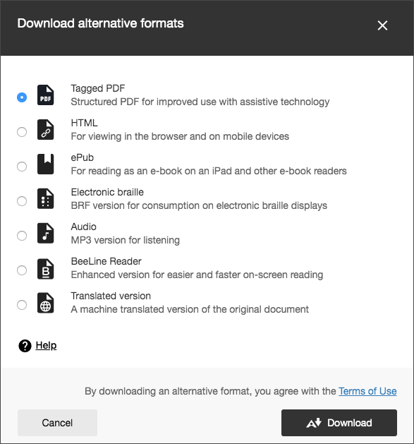 Alternative Versions selection pane