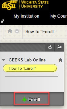 enroll button in online lab