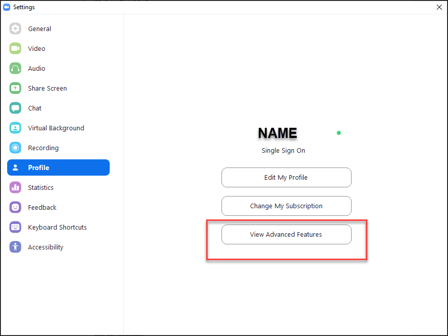 view advanced features