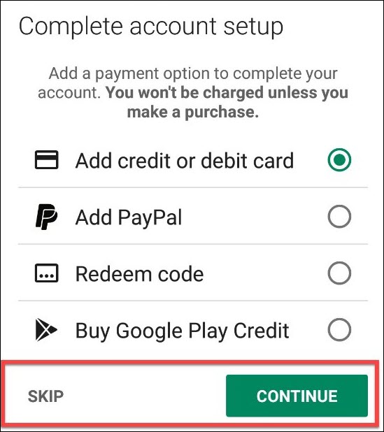 google play payment window