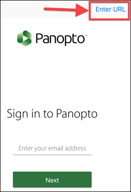 "enter URL" link in panopto sign-in window