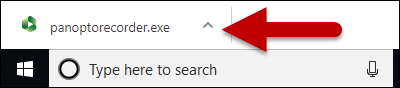 panopto installation file with arrow pointing towards it