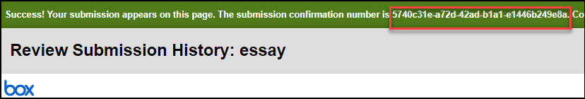 assignment submission confirmation number