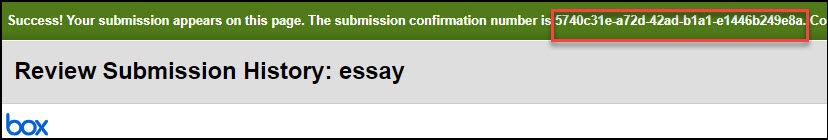 assignment submission confirmation number