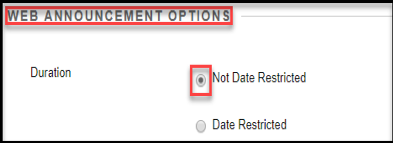 Web Announcement Options example 1.