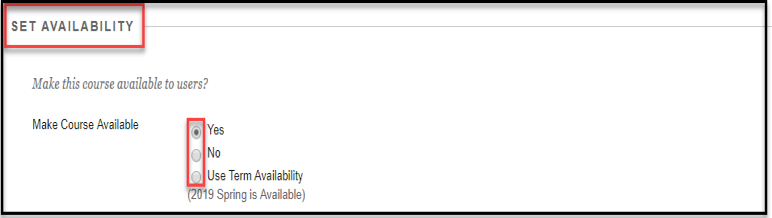 Set Availability example.