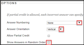 Options menu example. 