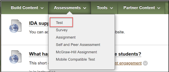 Assessment/Test example. 