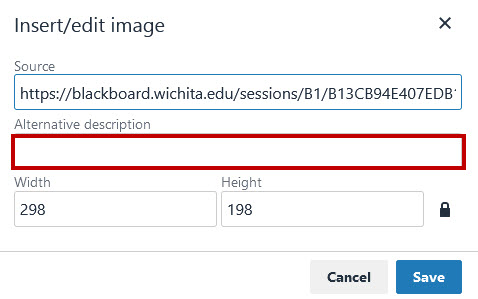 Insert/Edit image menu