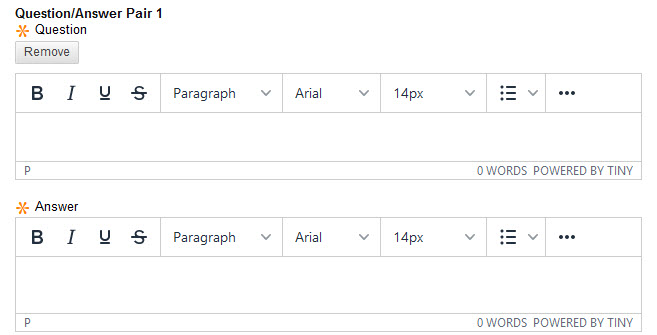 Create the matching question/answer pairs in matching question types when building Blackboard surveys