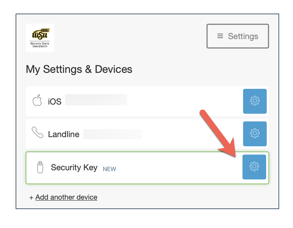 Settings cog to change name indicated