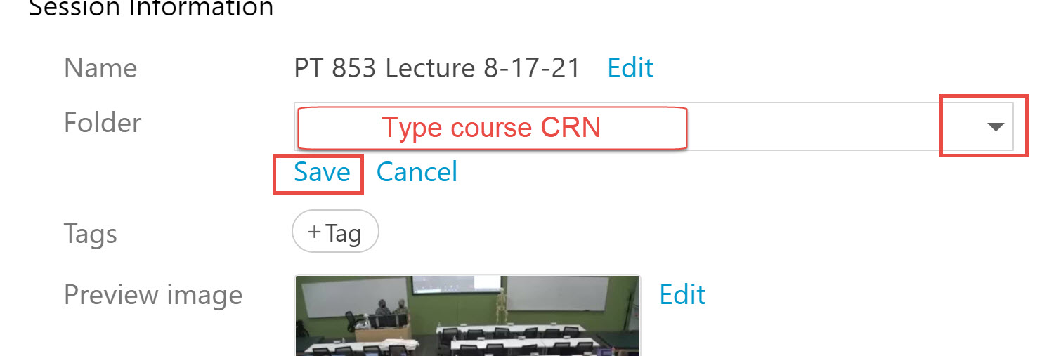 Illustrates choosing the desired folder and saving