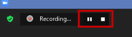 Zoom pause and stop buttons