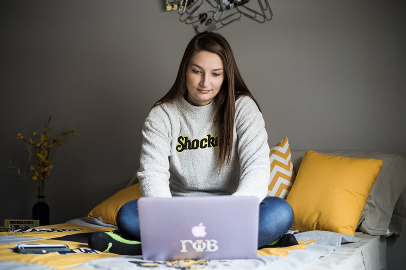 Student working on laptop 