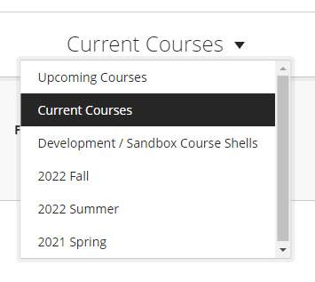 Courses navigation menu