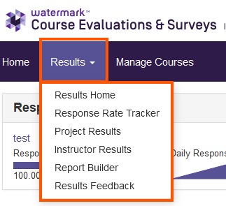 Screenshot: expanded results tab with "Project Results."
