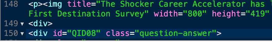 Source code screenshot - same as previous screenshot, only now the id reads id="QID08".