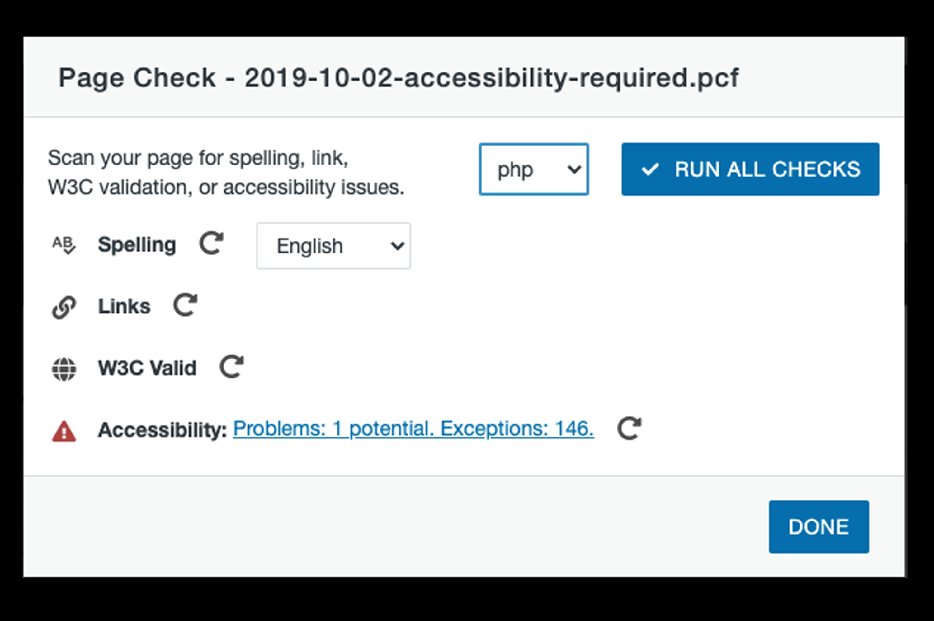 Accessibility scan