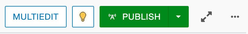 Screenshot showing the location of the MultiEdit button in relation to the "Page Checked Out" indicator and the Publish button onscreen. 