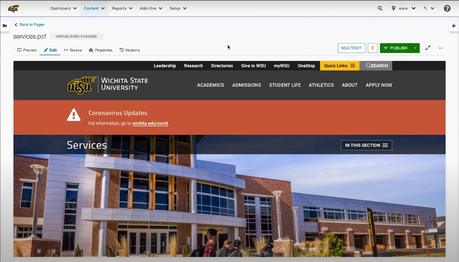 Screenshot of general Page Edit View. 