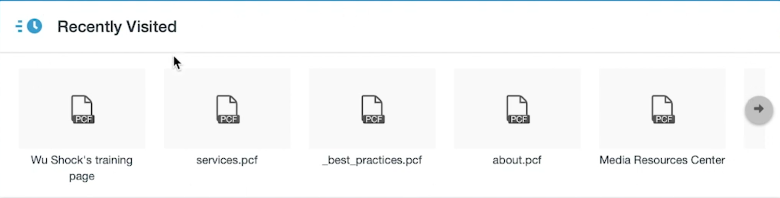 Screenshot of the Recently Visited Box. 