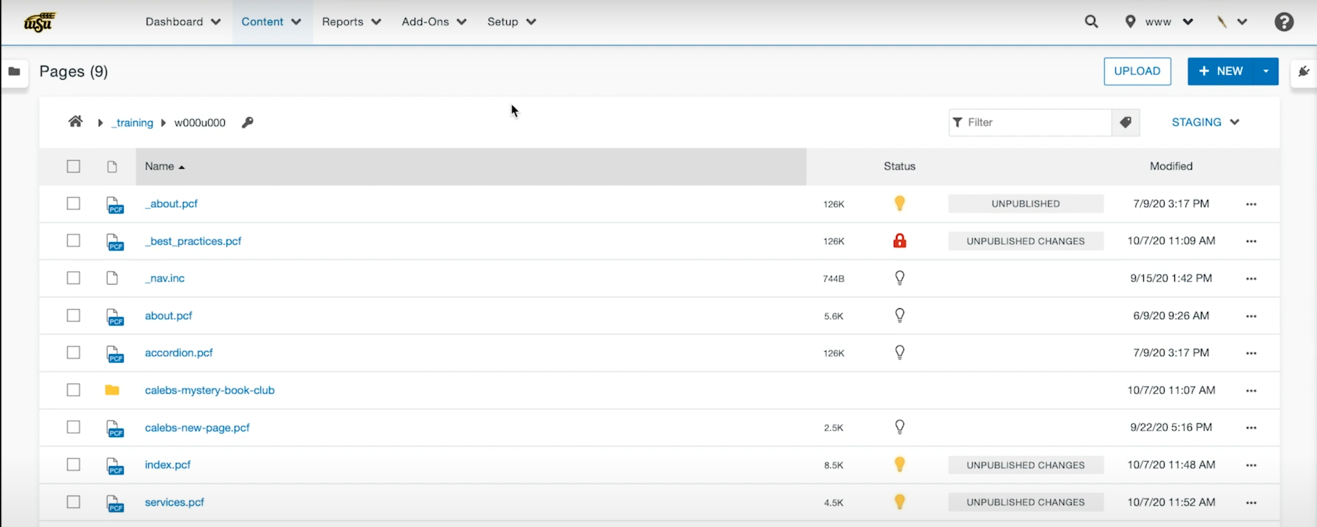Screenshot of a sample directory in pages view. 