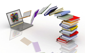 Laptop and books