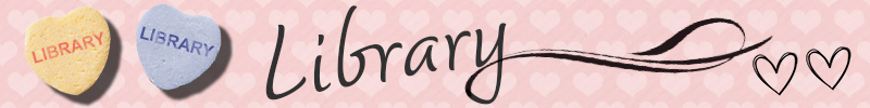 Library with decorative Valentine's Day hearts