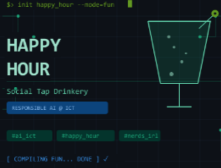 Nerdy image of faux code with a drink 