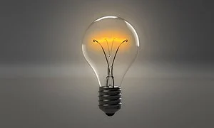 Photo of a lit lightbulb