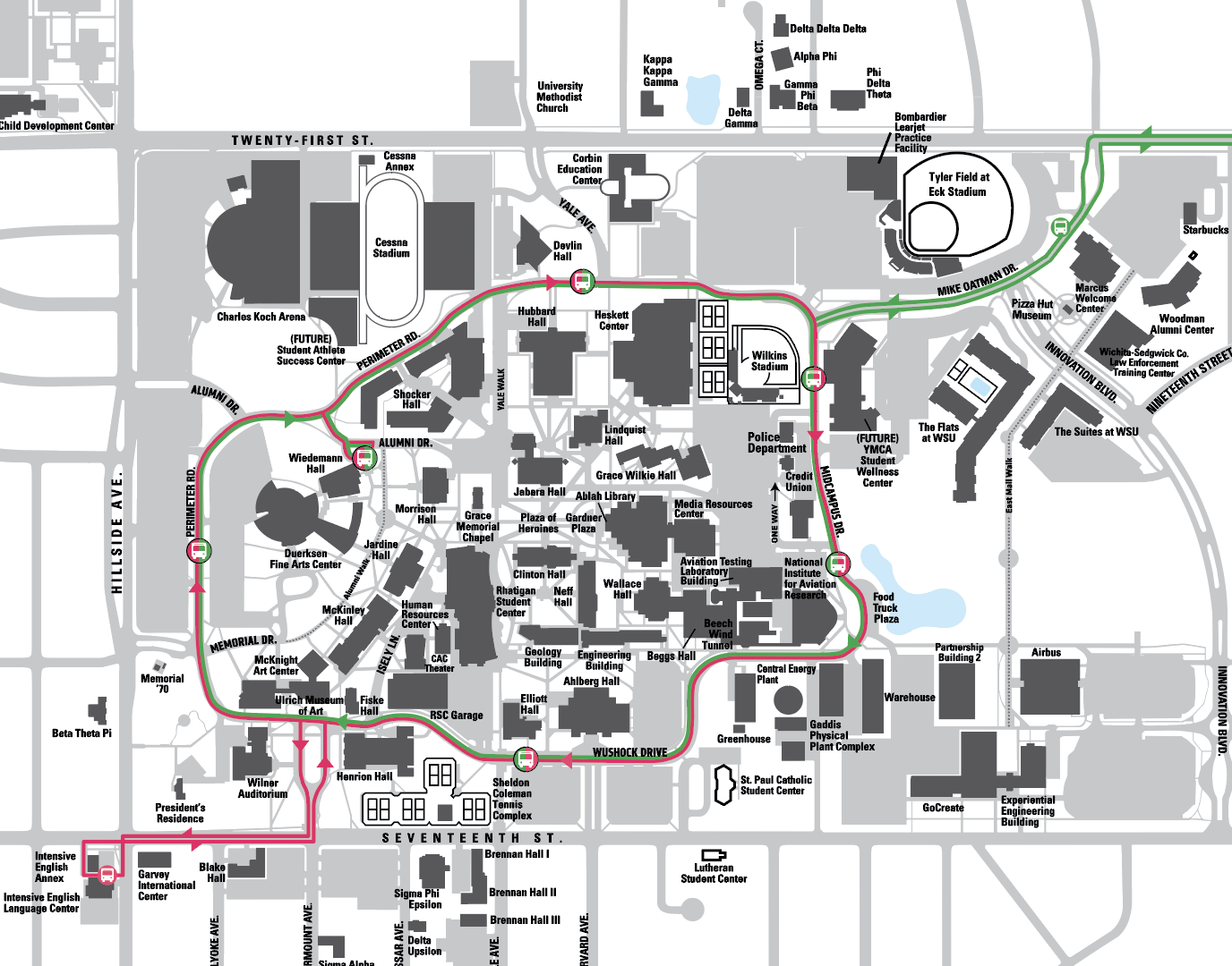map of wsu campus Wsu Shuttle System map of wsu campus