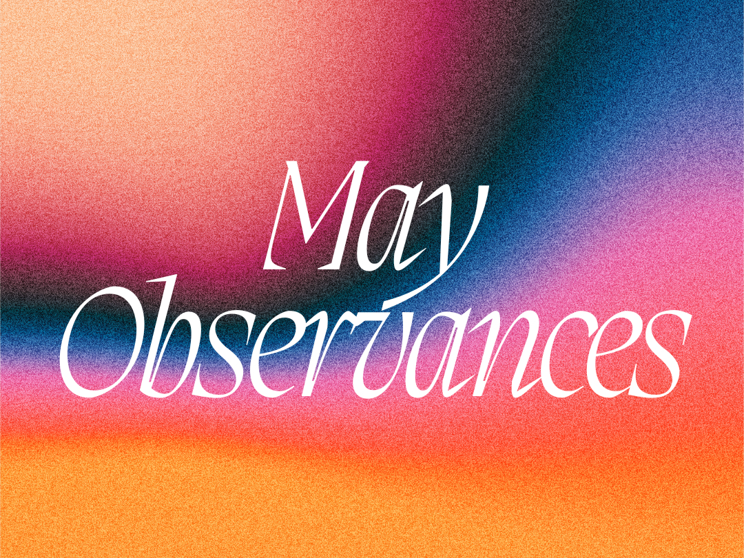 may observances; multicolor swirl background